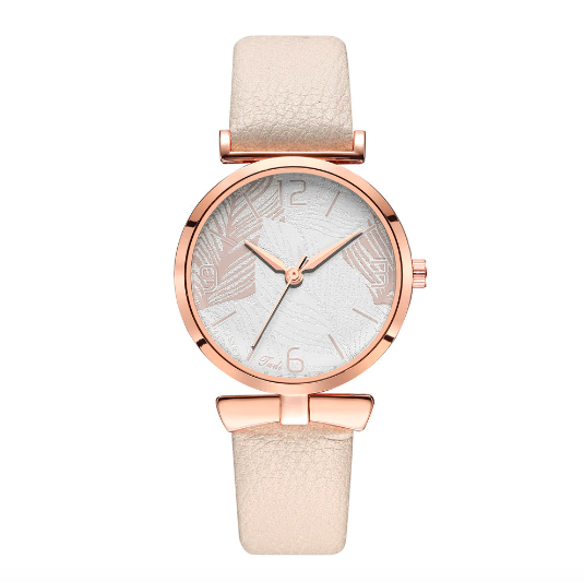 Montre bracelet cuir femme bleu crème beige