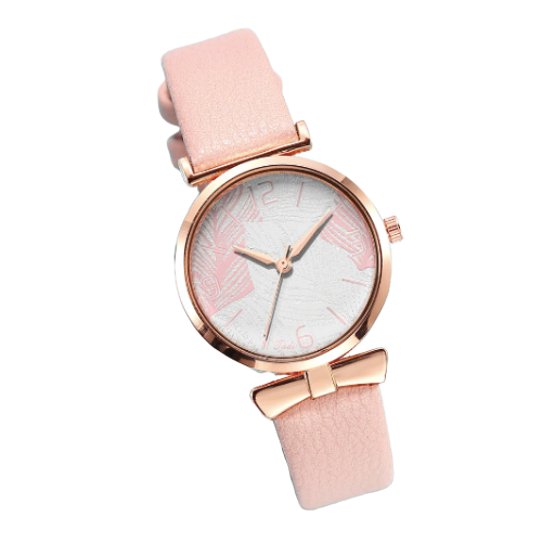 Montre bracelet cuir femme rose