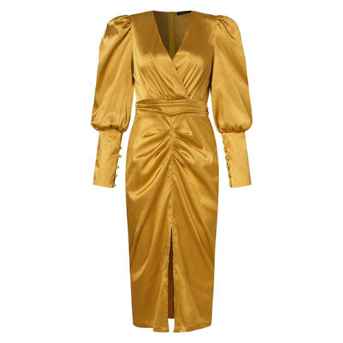 robe jaune satin femme occasion invitée eshop