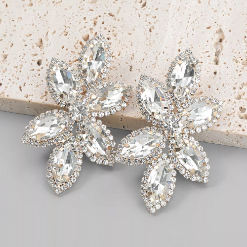 boucles doreilles argent zircon pendantes fleurs