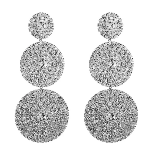 boucles doreilles argent strass zircon pendantes rondes géométriques occasion mariage bijou