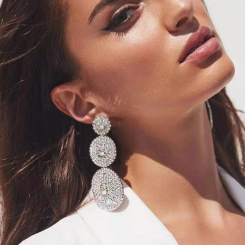 boucles doreilles argent strass zircon pendantes rondes géométriques