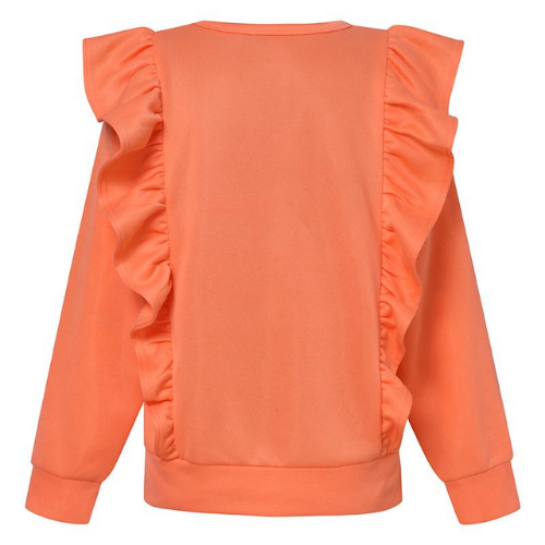 pull femme orange à volants