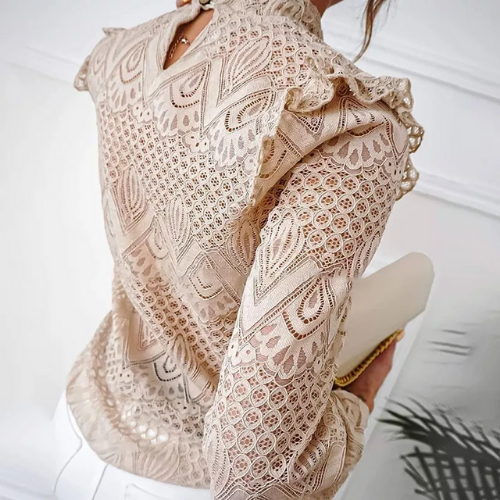 blouse beige nude dentelle femme