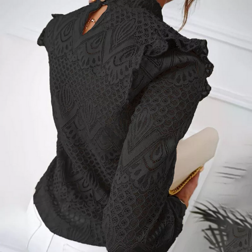 blouse noire dentelle femme chic tendance