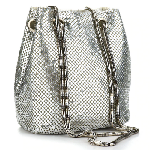 sac seau gris métallisé brillant tendance
