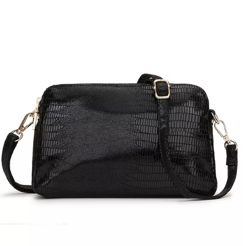 sac à main bandoulière noir brillant pour femme