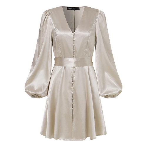 robe satin blanc écru courte chic femme la selection parisienne fêtes cocktail