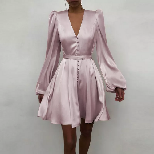 robe satin rose courte chic femme
