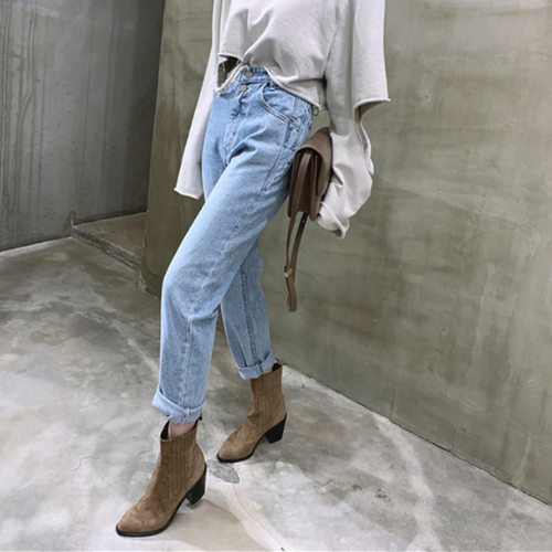 jean mom brut bleu femme vêtement tendance style parisienne