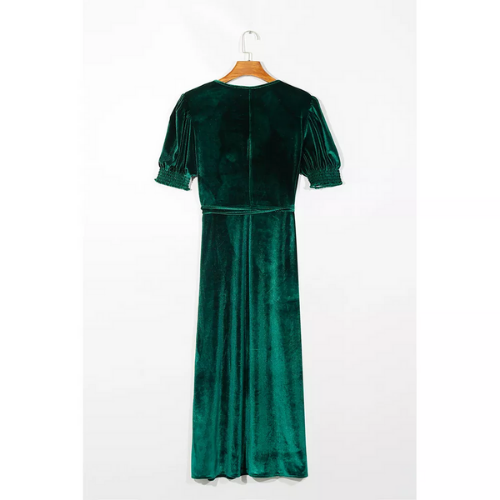 robe longue verte velours chic femme vêtement tendance pas cher