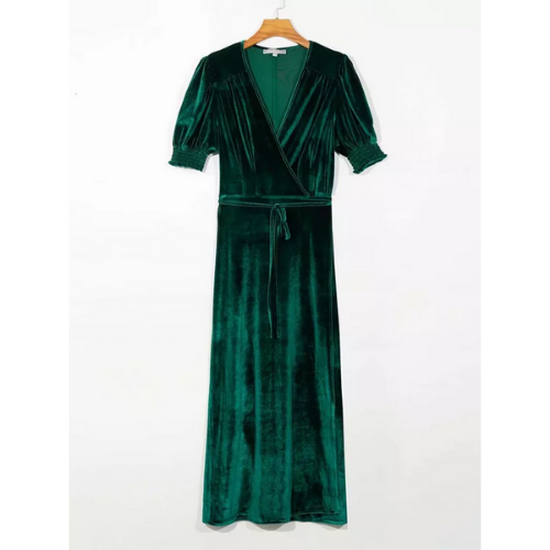 robe longue verte velours chic femme