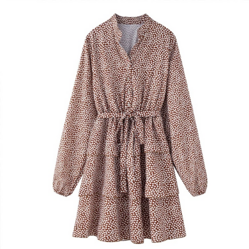 robe camel patineuse imprimée à volants femme eshop