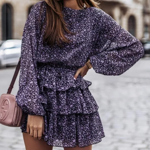 robe noire patineuse imprimée à volants femme paris