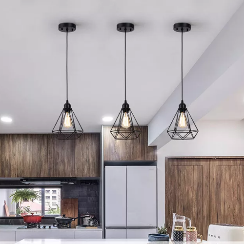 luminaire suspendu noir géométrique idée déco design industriel moderne pas cher