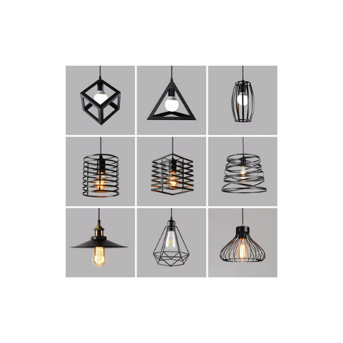 luminaire suspendu noir géométrique pas cher