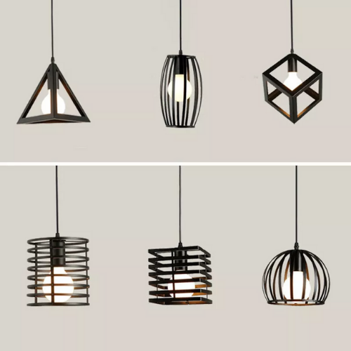 luminaire suspendu noir géométrique tendance plafond salon couloir