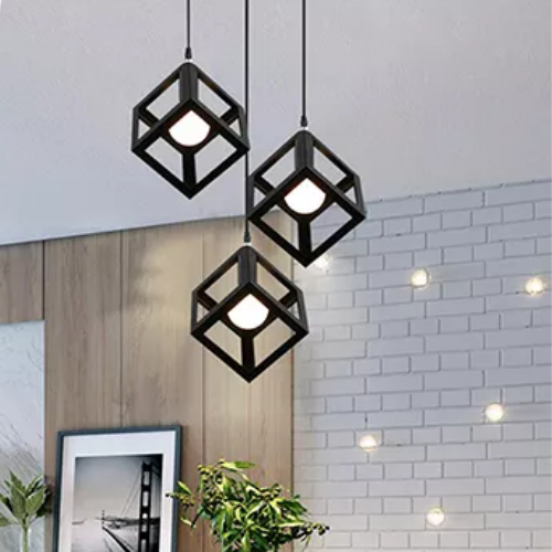 luminaire suspendu noir géométrique style industriel