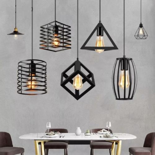 luminaire suspendu noir géométrique