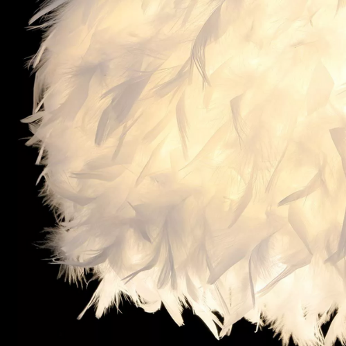 lustre rond à plumes blanches luminaire suspendu plafond