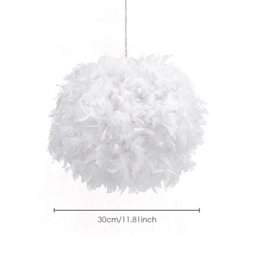 lustre rond à plumes blanches