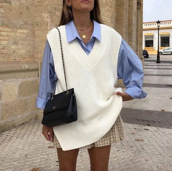 pull sans manche blanc tendance hiver 2021