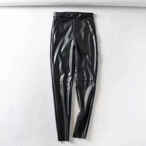 Pantalon noir cuir pu femme