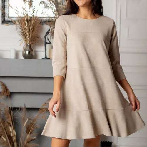 robe courte beige daim femme