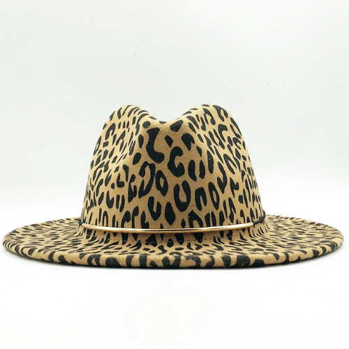 chapeau feutré léopard beige