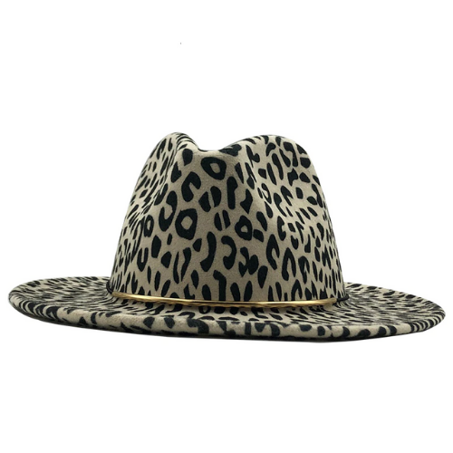 chapeau feutré léopard gris