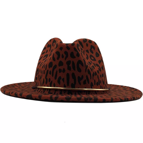chapeau feutré léopard marron