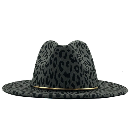 chapeau feutré léopard noir