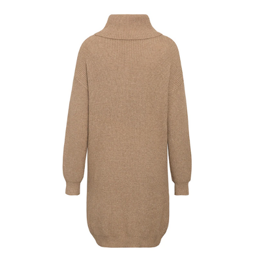 robe pull beige camel à col roulé mode femme