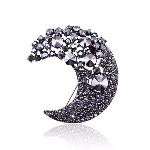 broche noire à strass zircons paillettes pour femme eshop