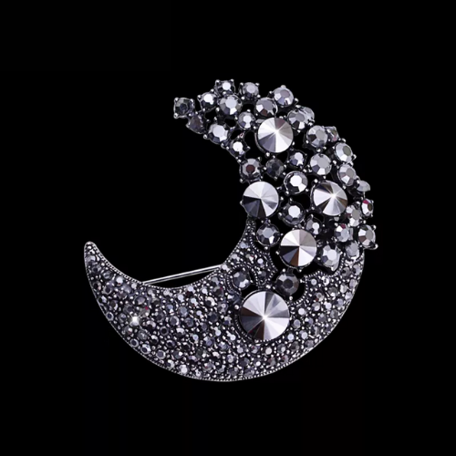 broche noire à strass zircons paillettes pour femme la selection parisienne
