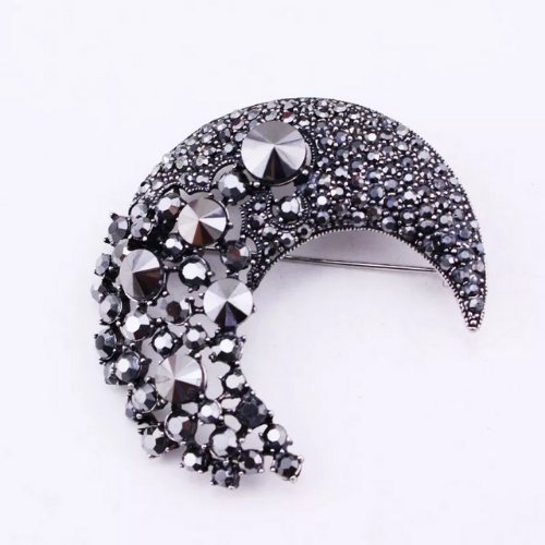 broche noire à strass zircons paillettes pour femme fêtes soirée