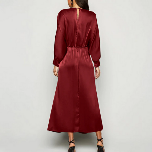 robe longue satin chic rouge femme