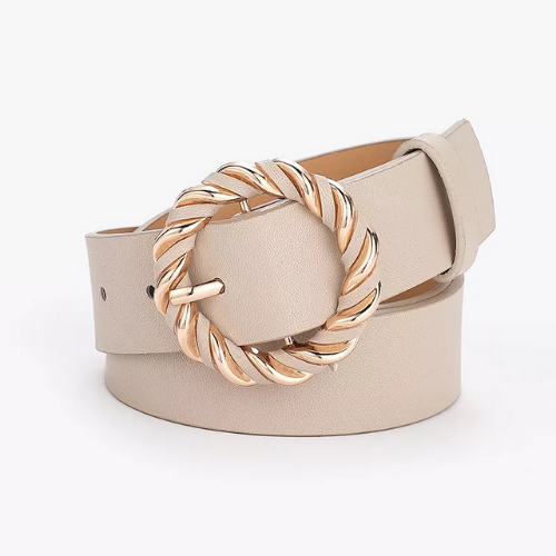 ceinture beuge écru boucle ronde dorée torsadée tendance femme