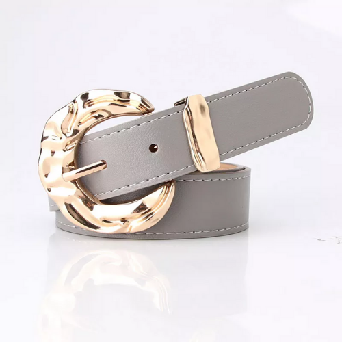 ceinture femme cuir pu gris boucle dorée