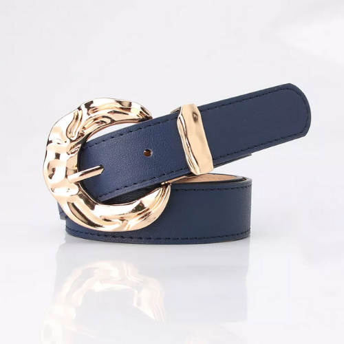 ceinture femme cuir pu bleu gris boucle dorée