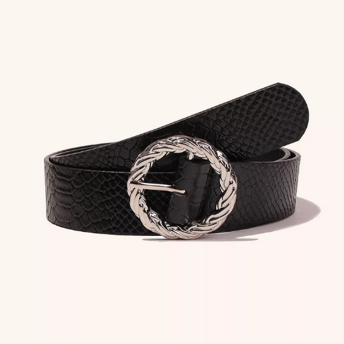 ceinture noire boucle ronde dorée torsadée tendance femme cadeau chic