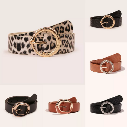 ceinture léopard boucle ronde dorée torsadée tendance femme