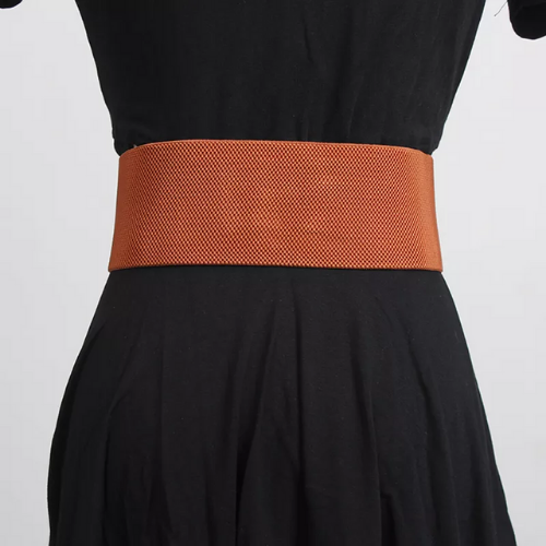 ceinture camel élastique cuir boucle dorée tendance chic femme