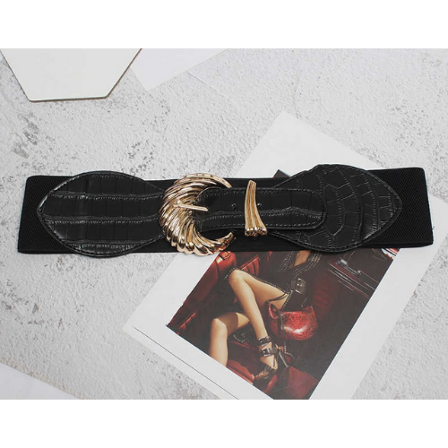 ceinture noire cuir boucle dorée tendance chic femme pas chère