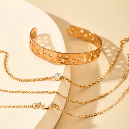 set de bracelets dorés lune étoile bijou fantaisie eshop bijou