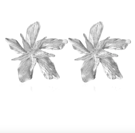Boucles doreilles grande fleur argentées St Germain