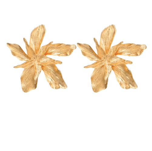 Boucles doreilles grande fleur dorée St Germain