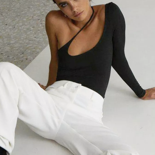 haut asymétrique noir body la selection parisienne