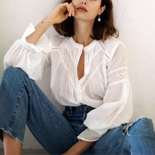chemisier blanc coton boho chic femme