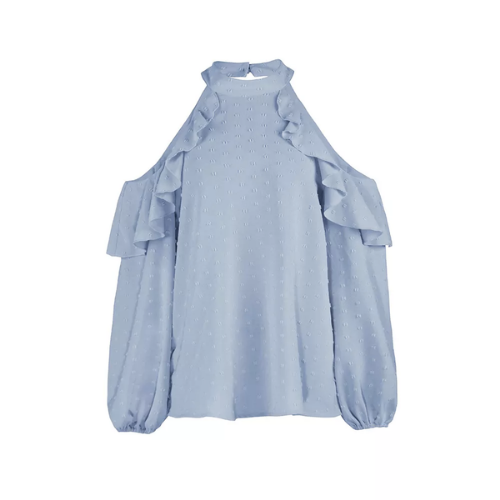 blouse bleue épaules dénudées la selection parisienne pas chère